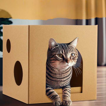 Maison en carton ondulé à gratter pour chat Pour toi Mon chat
