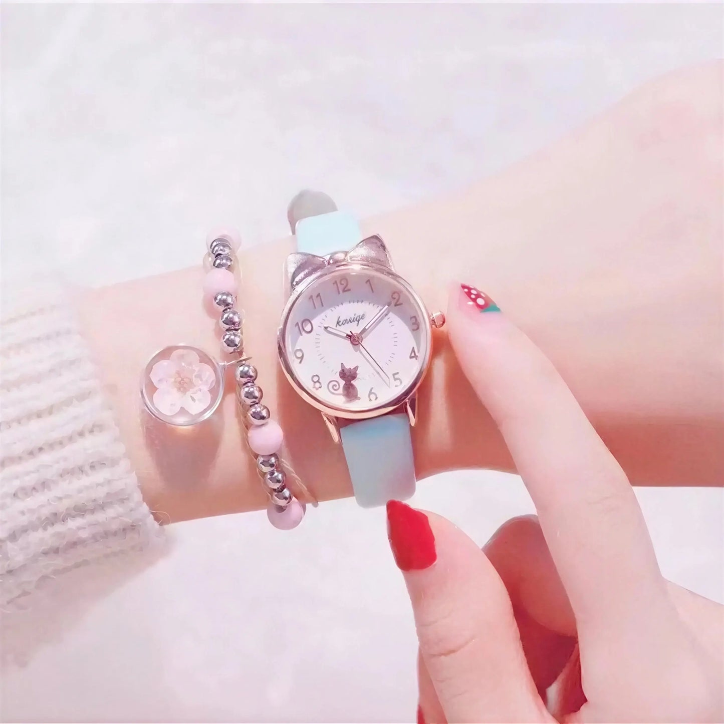 Montre à quartz avec oreilles de chat pour fille Pour toi Mon chat