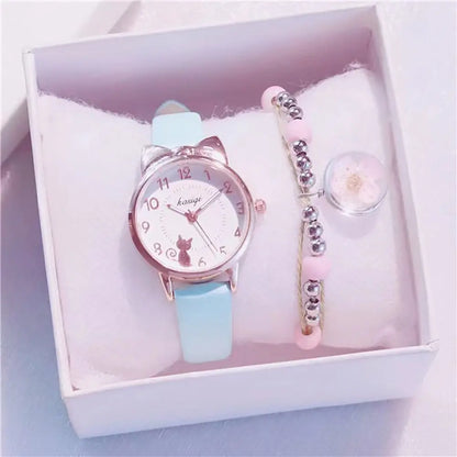 Montre à quartz avec oreilles de chat pour fille Pour toi Mon chat