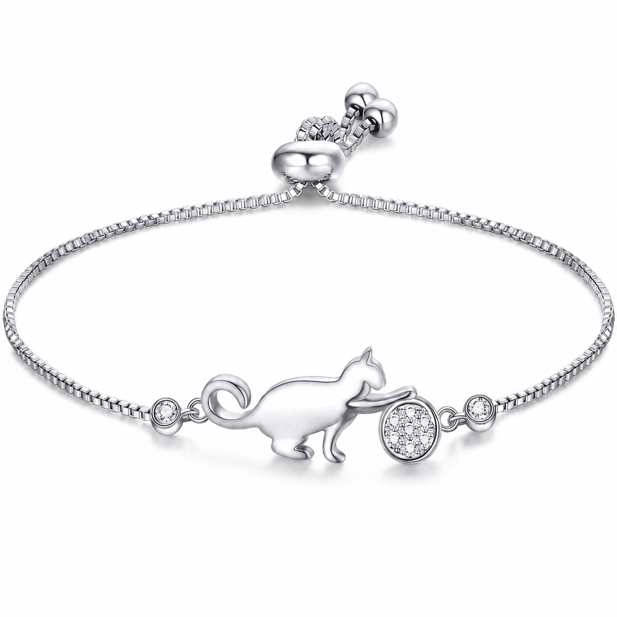 Bracelet de chat ajustable en argent Pour toi Mon chat