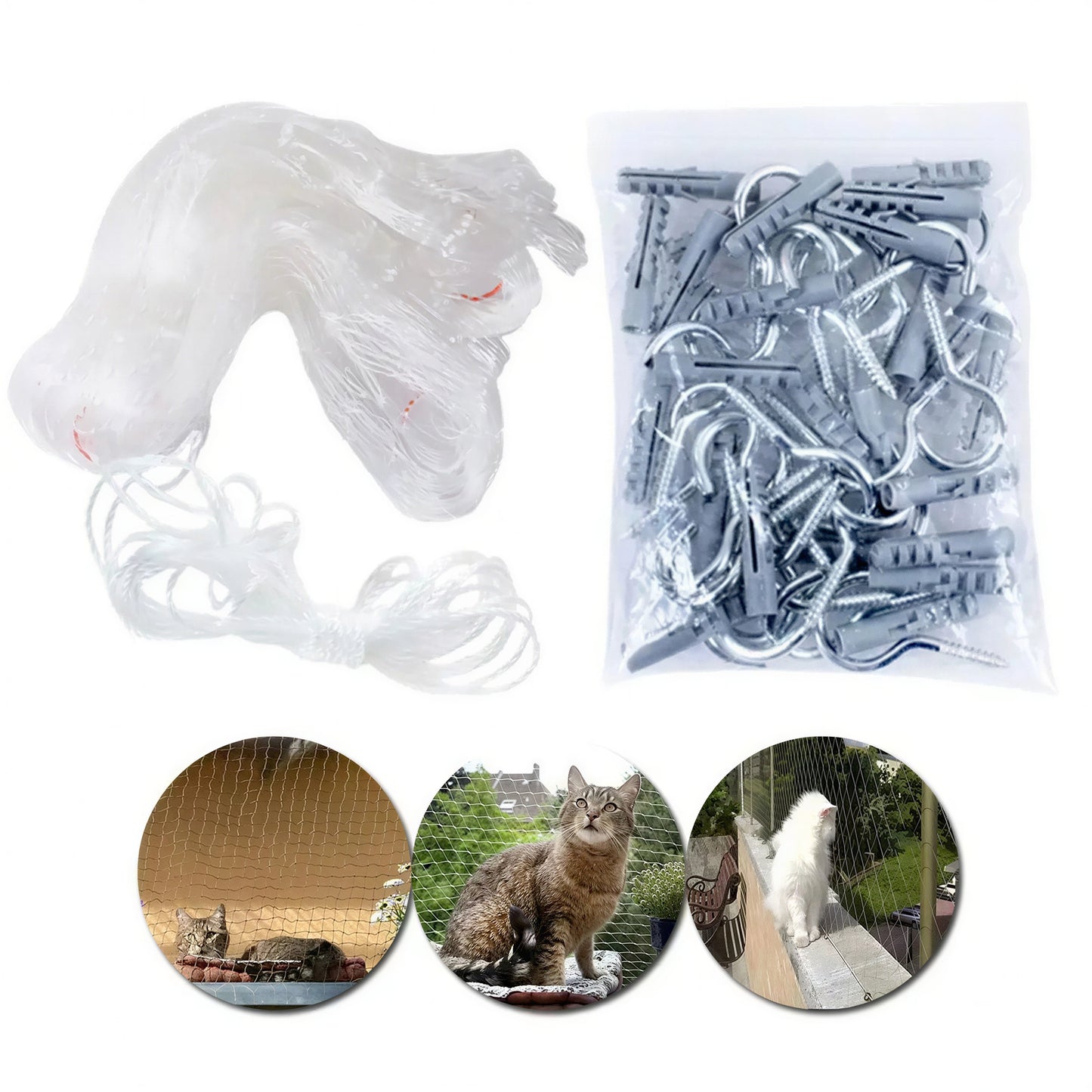 Filet de Protection Chat avec Accessoires de Montage - vue 3