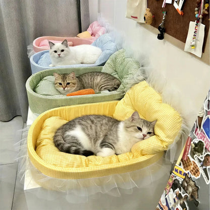 Panier Chat Douillet à Bordure Tulle Pour toi Mon chat