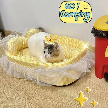 Panier Chat Douillet à Bordure Tulle Pour toi Mon chat