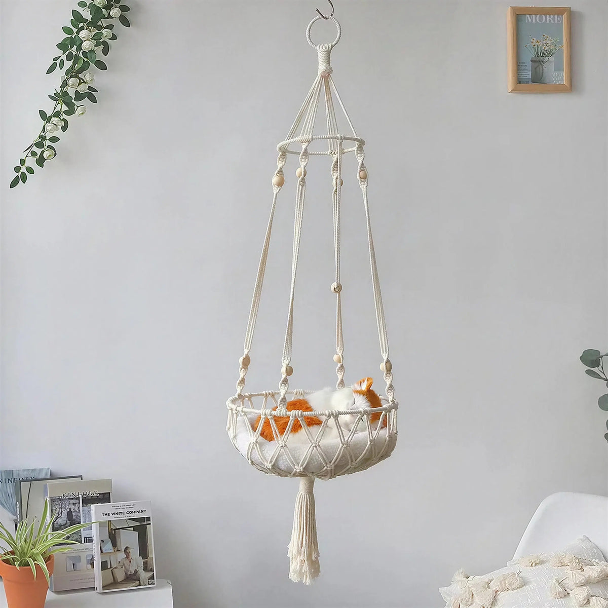 Panier Suspendu Macramé pour Chat Pour toi Mon chat