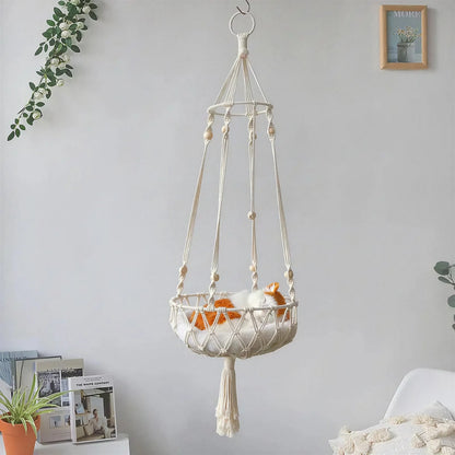 Panier Suspendu Macramé pour Chat Pour toi Mon chat