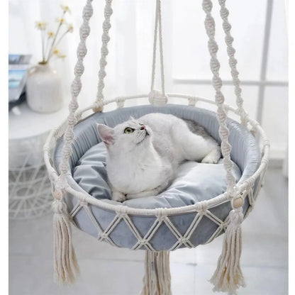 Panier Suspendu Macramé pour Chat Pour toi Mon chat