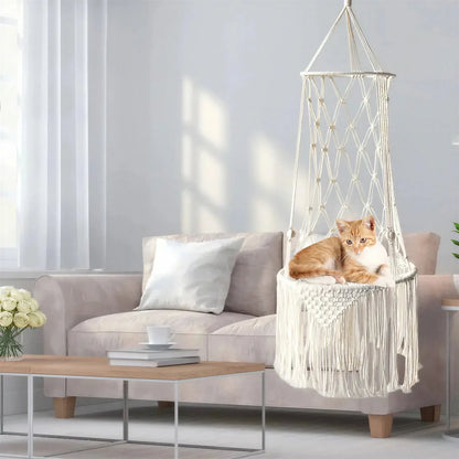 Panier Suspendu Macramé pour Chat Pour toi Mon chat