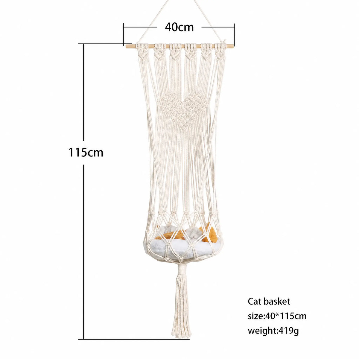 Panier Suspendu Macramé pour Chat Pour toi Mon chat
