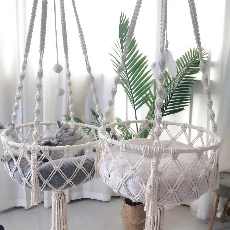Pet Cat Hammock Swing Bed Bohemian Handwoven Tapestry Cotton Macrame For Home Bedroom Decoration Wall Hanging Without Mat Pour toi Mon chat