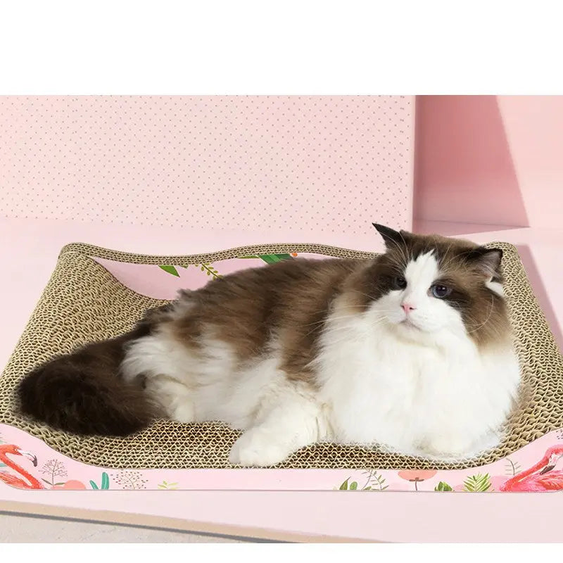 Planche à gratter pour chat en papier ondulé avec dessins de flamands roses Pour toi Mon chat