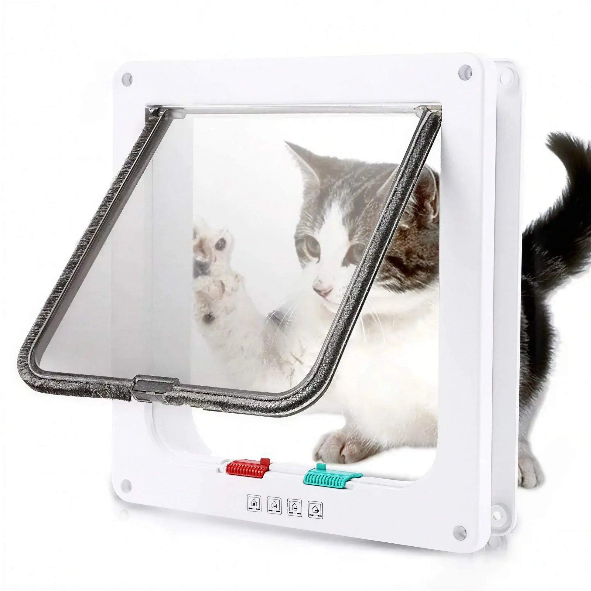Porte à rabat de sécurité blanche en plastique pour chat Pour toi Mon chat