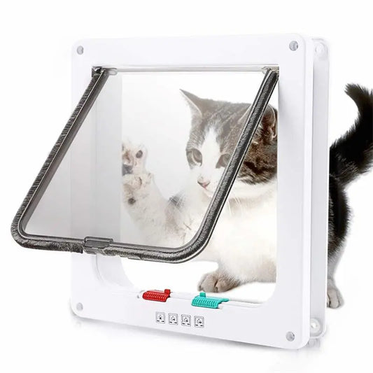 Porte à rabat de sécurité blanche en plastique pour chat Pour toi Mon chat