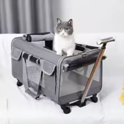 Poussette Chat Style Valise Respirante et Pliable Pour toi Mon chat