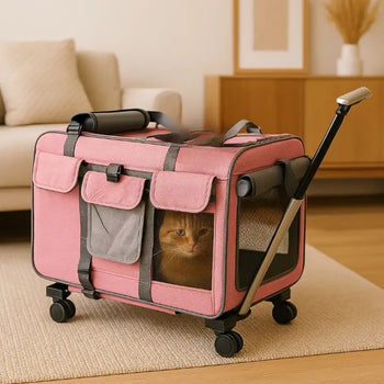 Poussette Chat Style Valise Respirante et Pliable Pour toi Mon chat