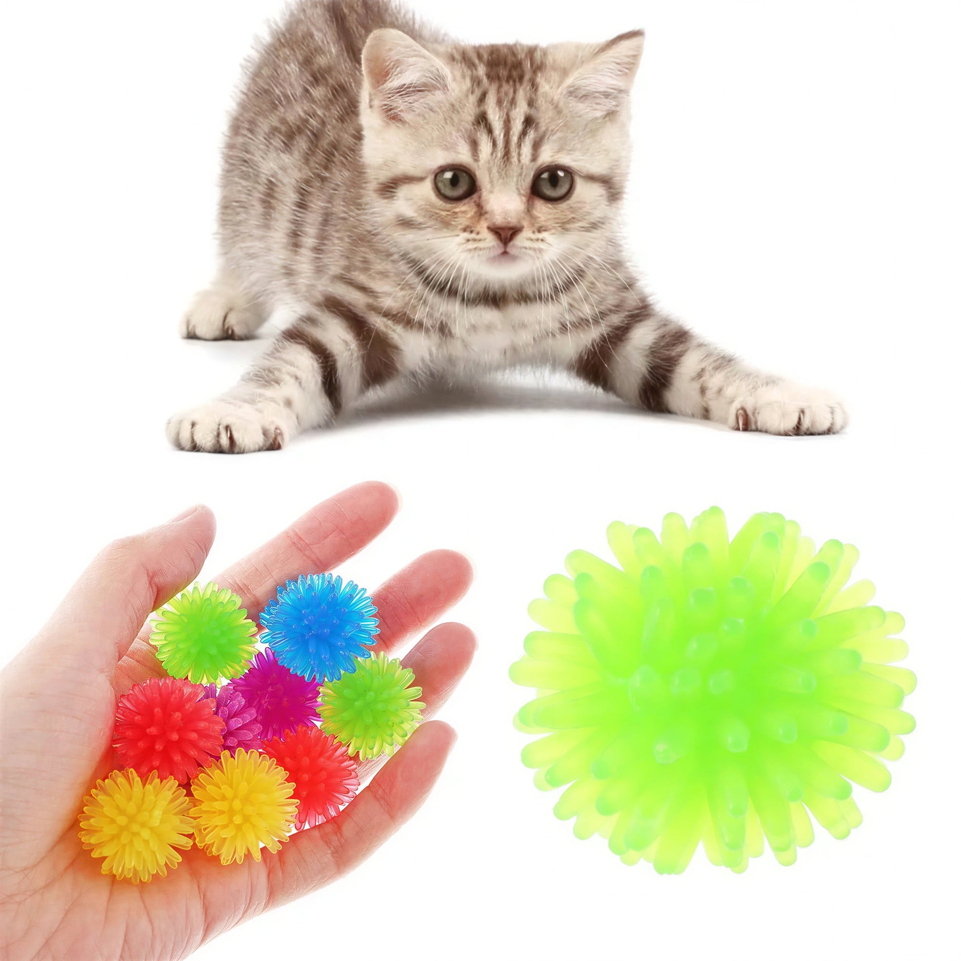 Balle d'arbousse colorée en caoutchouc pour chaton Pour toi Mon chat