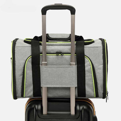 Sac de transport pliable et respirant vert et gris pour chat Pour toi Mon chat