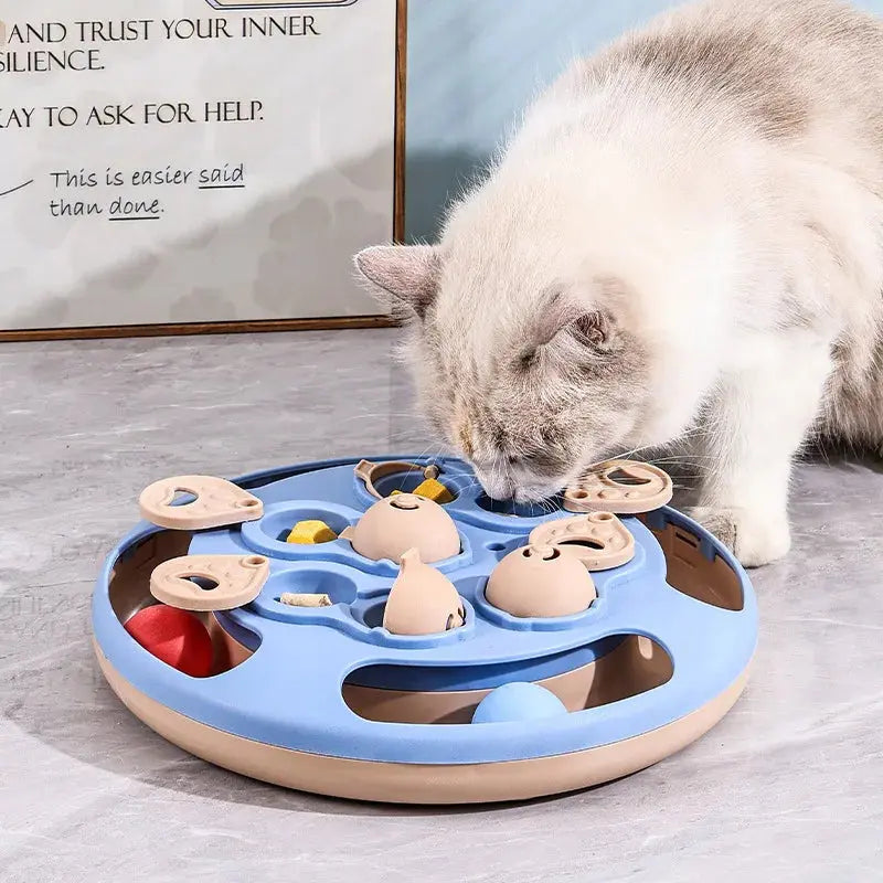 Smart Cat Puzzle Toy Slow Feeder Interactive Turntable Food Dispenser For Indoor Cats Anti-Boredom Pet Training Play Toy Pour toi Mon chat