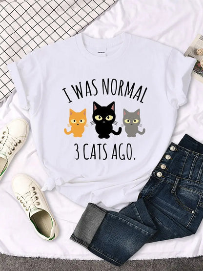 T-shirt drôle imprimé avec trois chats pour femme Pour toi Mon chat