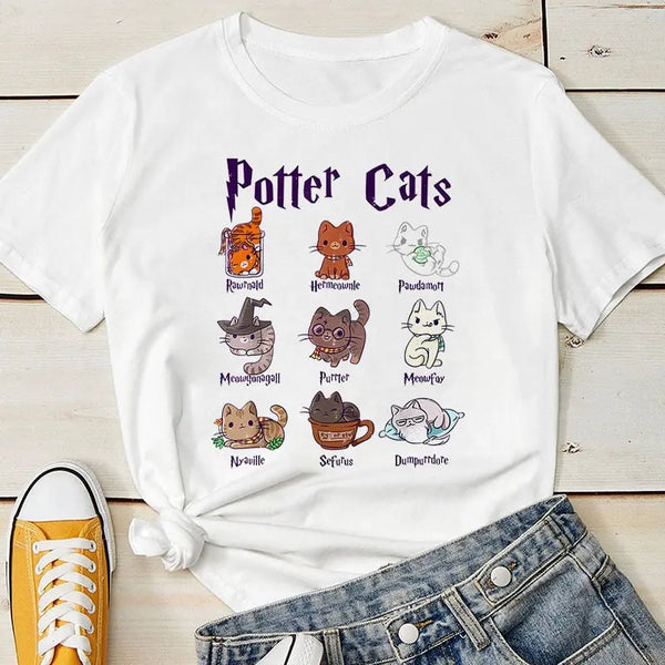T-shirt manches courtes avec chats imprimés pour femme Pour toi Mon chat