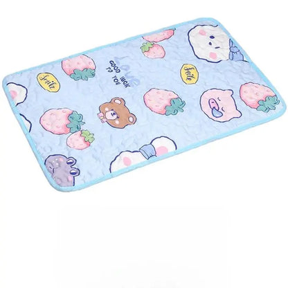Tapis Rafraichissant Chat avec Motifs d'Animaux et de Fraises