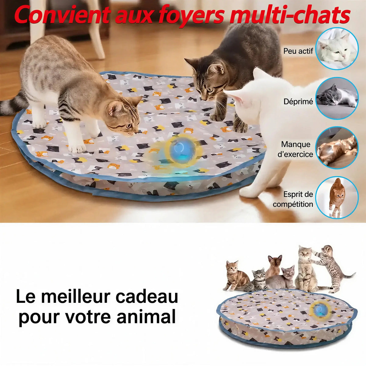 Tapis de Jeu Chat Électronique à Motif Chats Pour toi Mon chat