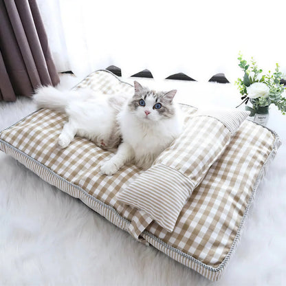 Tapis de lit à carreaux pour gros chat Pour toi Mon chat