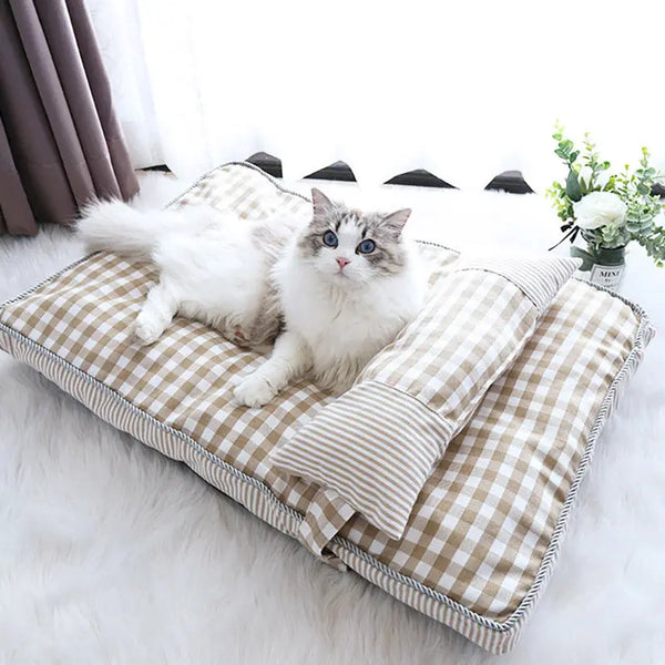 Tapis de lit à carreaux pour gros chat Pour toi Mon chat