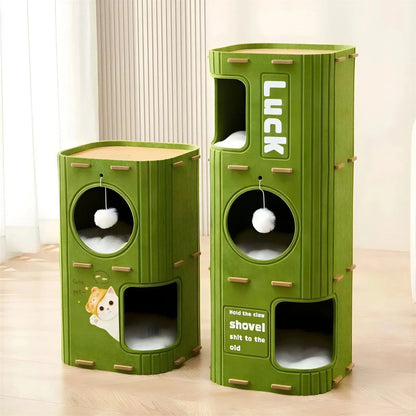 Tour de Cachette pour Chat en Carton Empilable Pour toi Mon chat