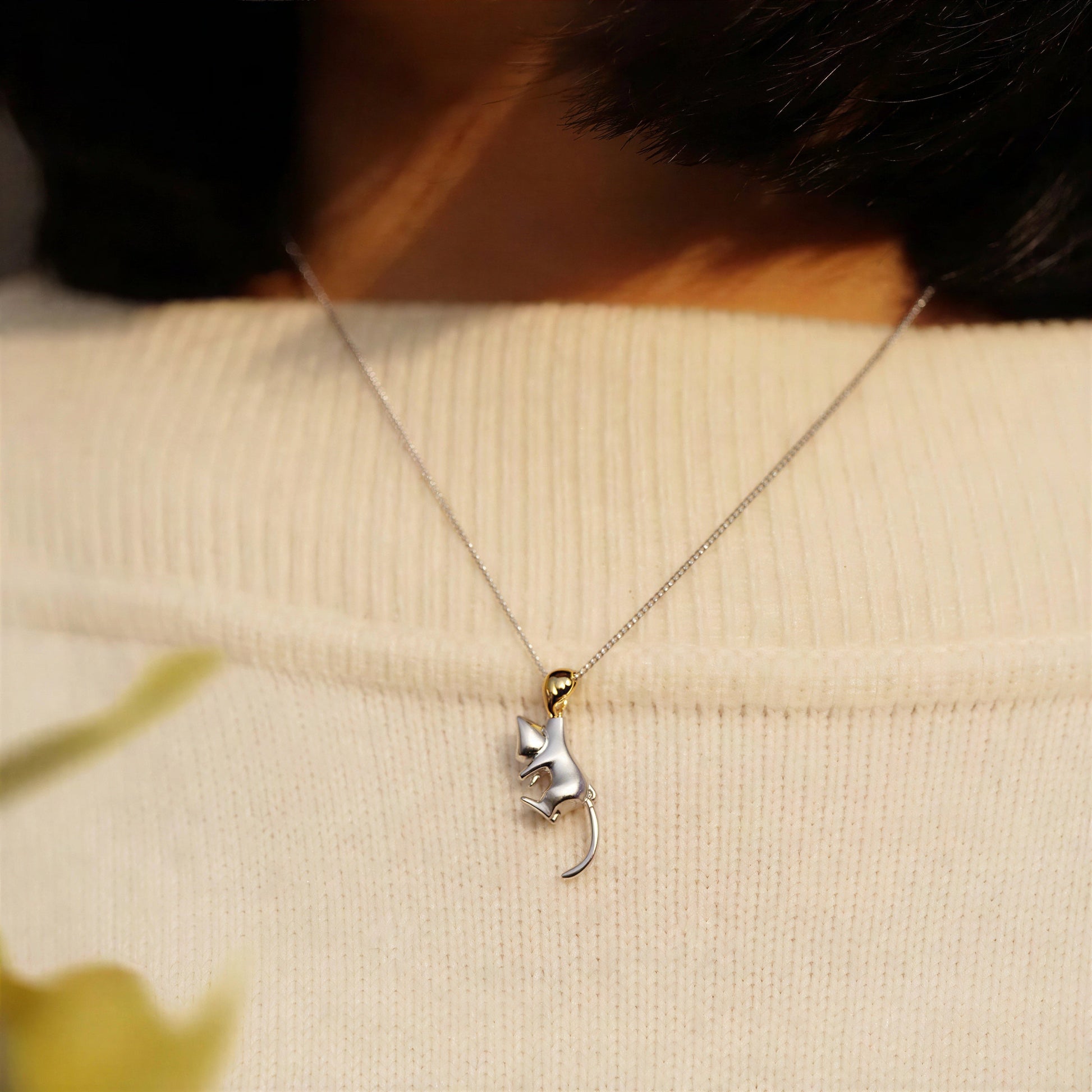 Collier avec pendentif de chat simple pour femme Pour toi Mon chat