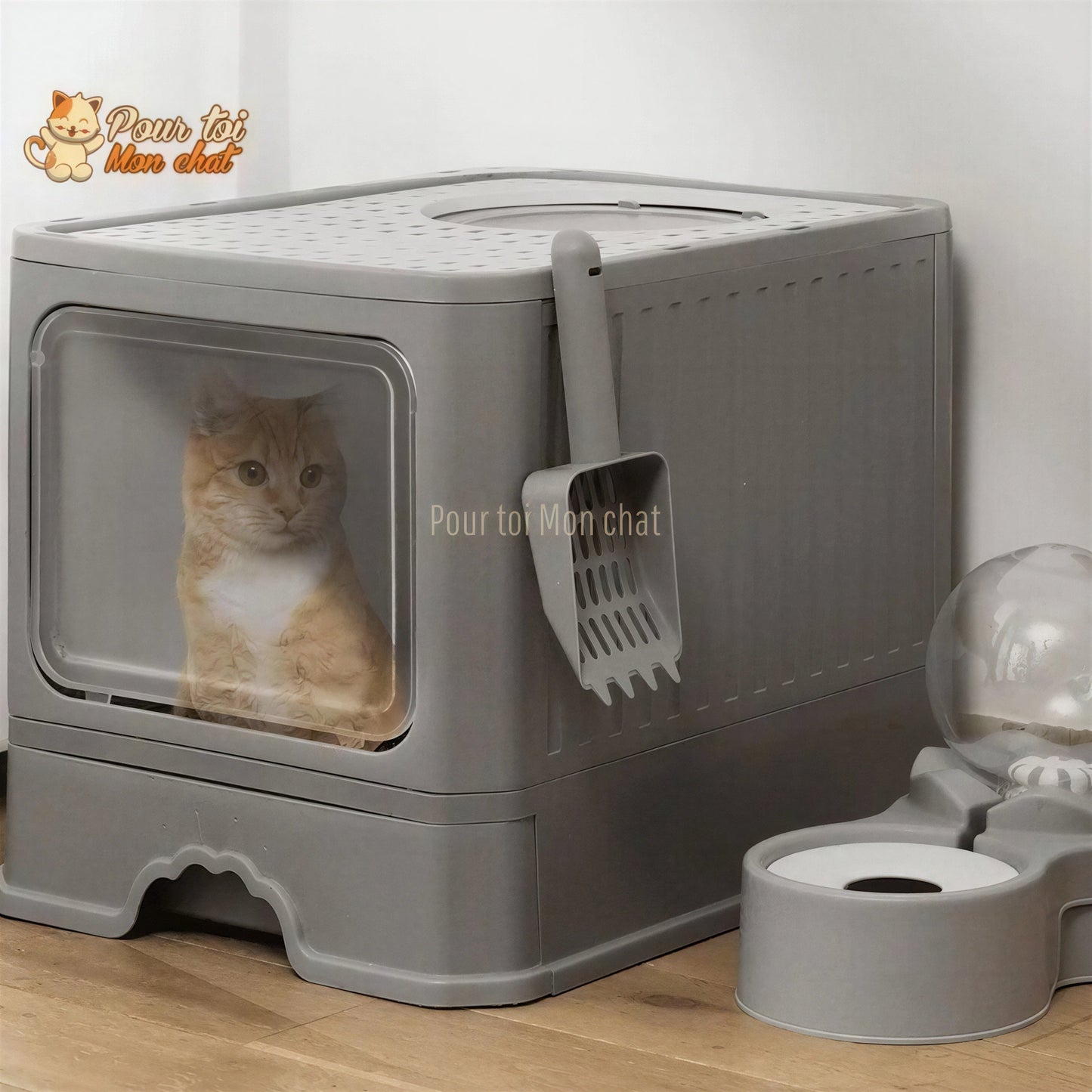 Bac à Litière Élégant et Hygiénique pour chat – LittyKitty4™ Pour toi Mon chat