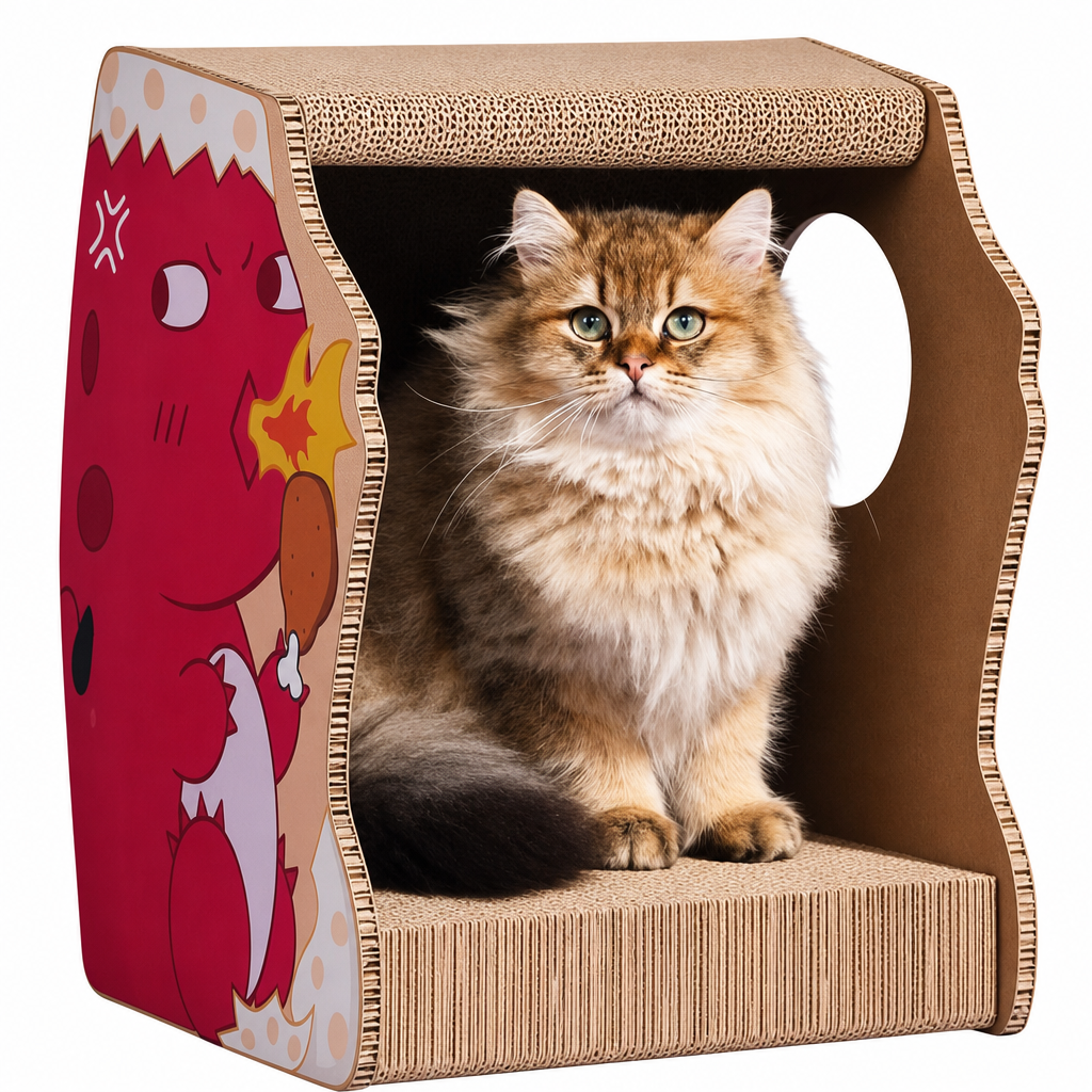 Grattoir pour chat à design de dragon rouge en papier ondulé Pour toi Mon chat