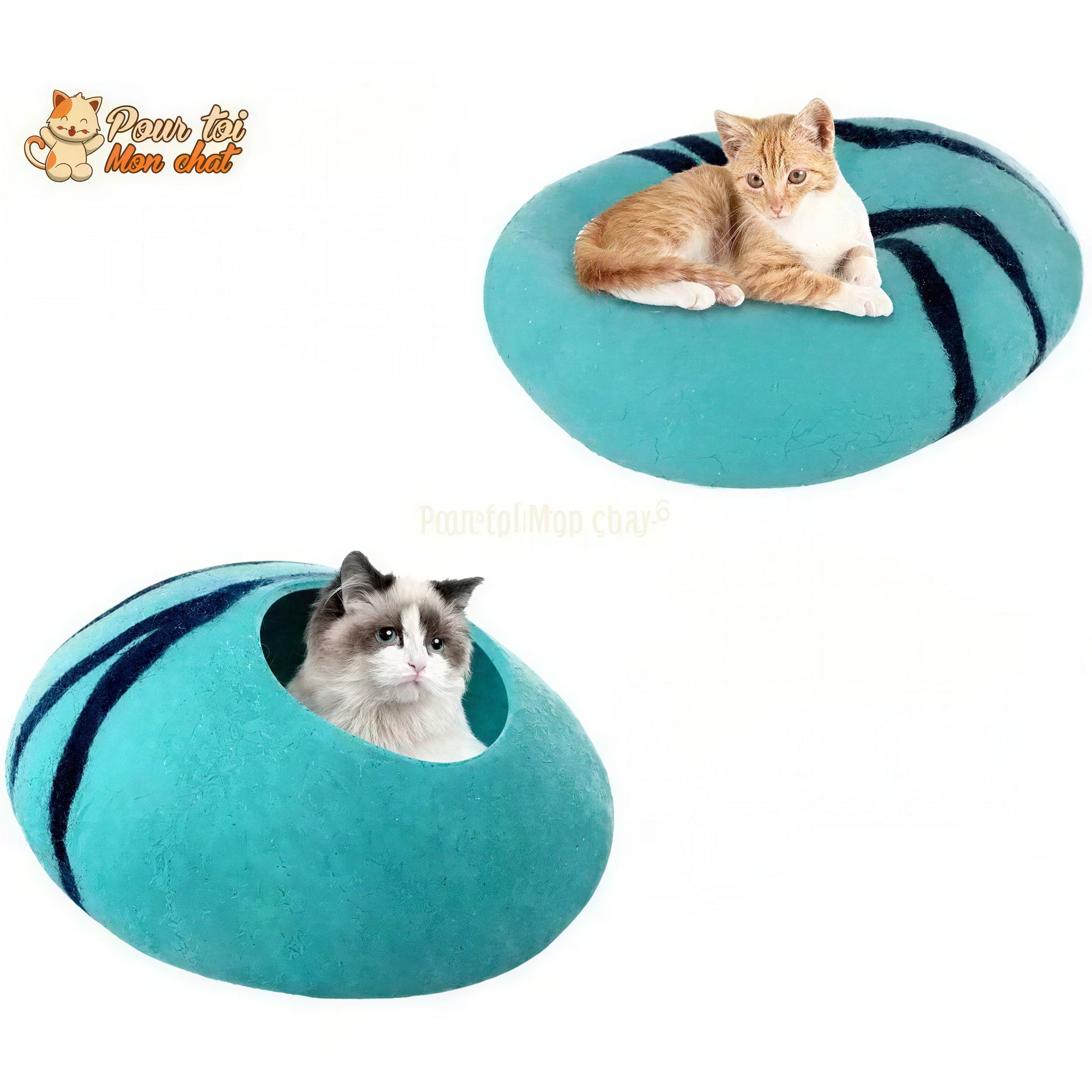 Lit grotte en laine fait à la main pour chats et chatons - CHAT'GROTTE™ Pour toi Mon chat