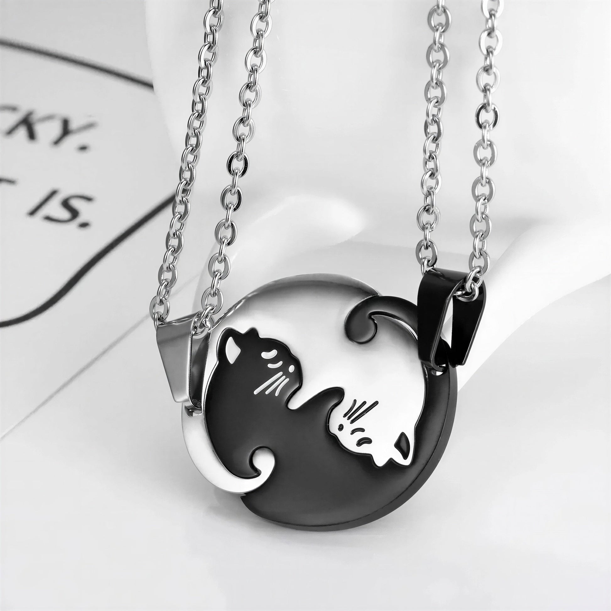 Collier de couple à design de chat en acier inoxydable Pour toi Mon chat