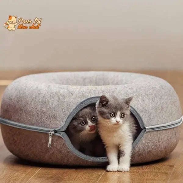 PANIER DE MAISON EN FEUTRE NATUREL POUR CHAT - DONUT4CAT™ - Pour toi Mon chat