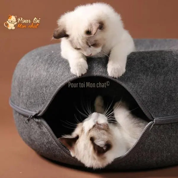 PANIER DE MAISON EN FEUTRE NATUREL POUR CHAT - DONUT4CAT™ - Pour toi Mon chat