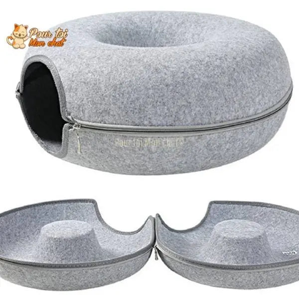 PANIER DE MAISON EN FEUTRE NATUREL POUR CHAT - DONUT4CAT™ - Pour toi Mon chat
