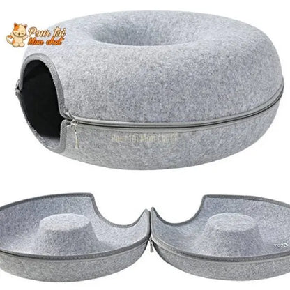 PANIER DE MAISON EN FEUTRE NATUREL POUR CHAT - DONUT4CAT™ - Pour toi Mon chat