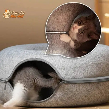 PANIER DE MAISON EN FEUTRE NATUREL POUR CHAT - DONUT4CAT™ - Pour toi Mon chat