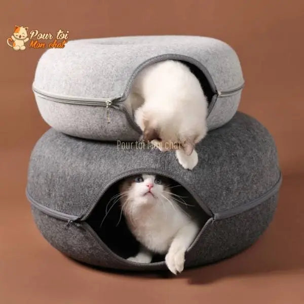 PANIER DE MAISON EN FEUTRE NATUREL POUR CHAT - DONUT4CAT™ - Pour toi Mon chat