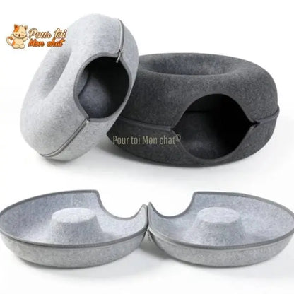 PANIER DE MAISON EN FEUTRE NATUREL POUR CHAT - DONUT4CAT™ - Pour toi Mon chat
