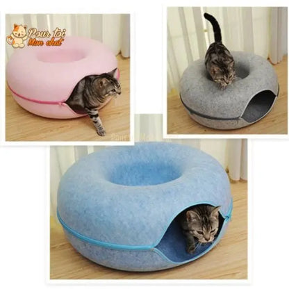 PANIER DE MAISON EN FEUTRE NATUREL POUR CHAT - DONUT4CAT™ - Pour toi Mon chat