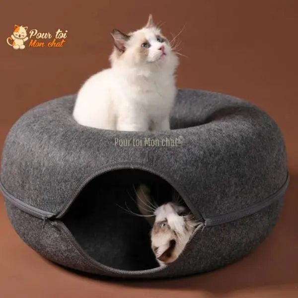 PANIER DE MAISON EN FEUTRE NATUREL POUR CHAT - DONUT4CAT™ - Pour toi Mon chat