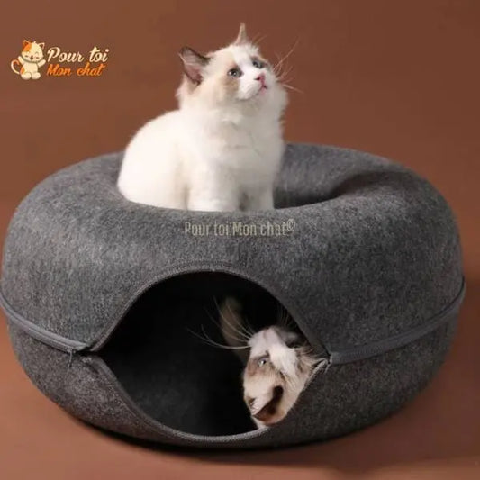 PANIER DE MAISON EN FEUTRE NATUREL POUR CHAT - DONUT4CAT™ - Pour toi Mon chat