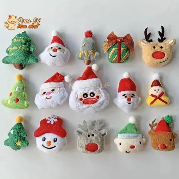Noël Jouets en Peluche, décors de Noël, Père Noël, Bonhomme de neige, Sapin, Renne, Nounours, clochette, poupées - Pour Chat - MonNoëlChat™ - Pour toi Mon chat