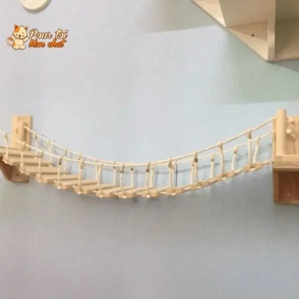 Arbre à chat en forme de pont en bois suspendu - Pour toi Mon chat