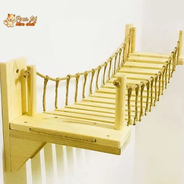 Arbre à chat en forme de pont en bois suspendu - Pour toi Mon chat