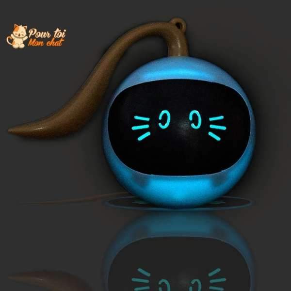 Balle magique bleu avec lumière LED intégrée pour chat - 6,5cm