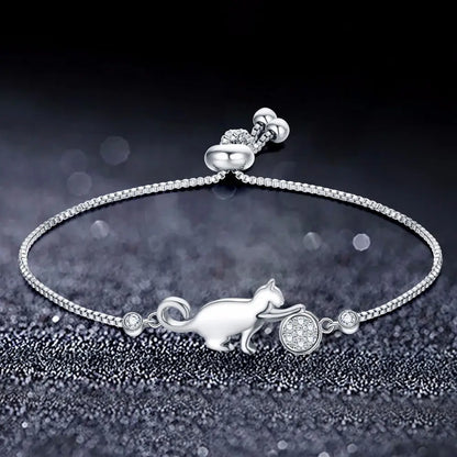 Bracelet de chat ajustable en argent Pour toi Mon chat