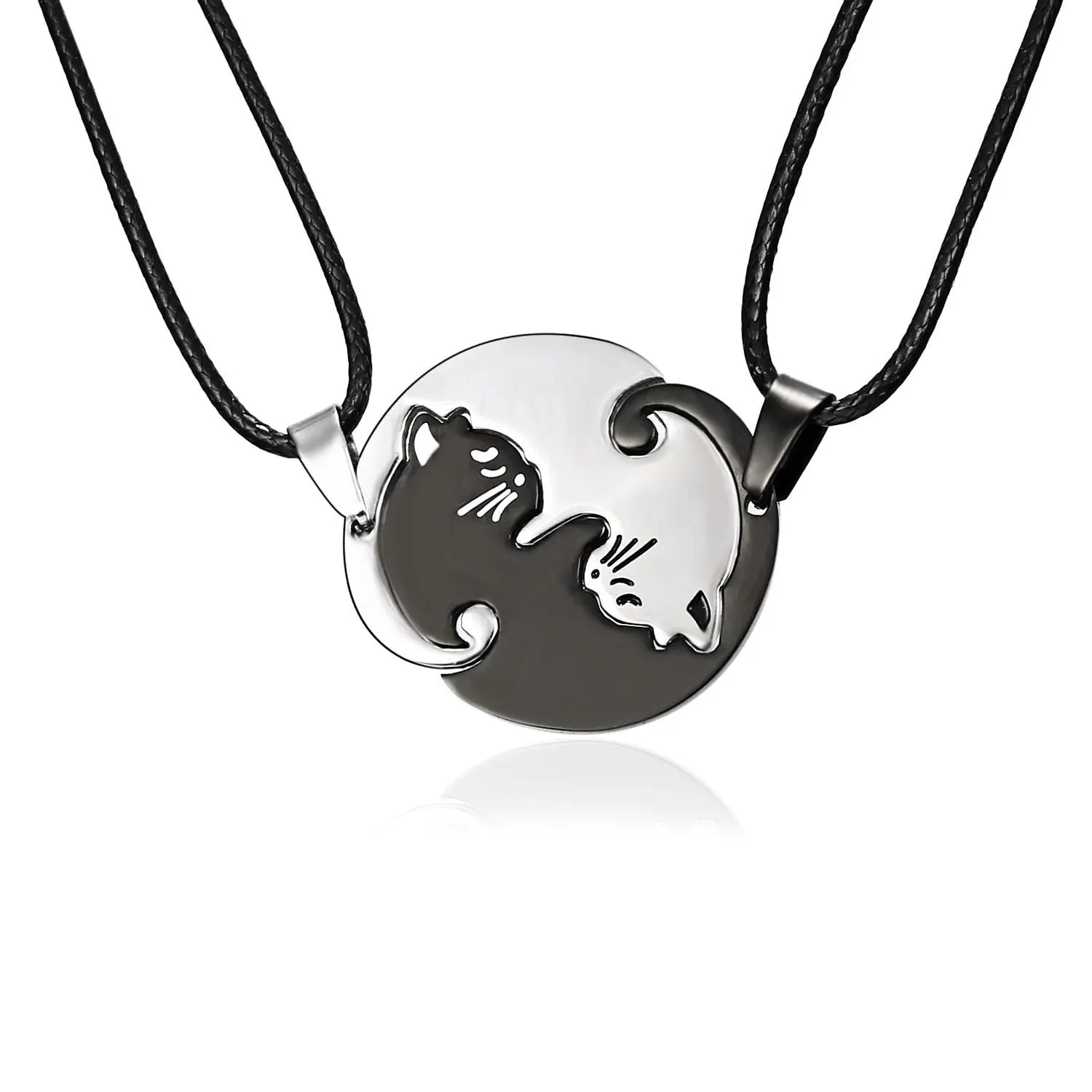 Collier de couple à design de chat en acier inoxydable Pour toi Mon chat
