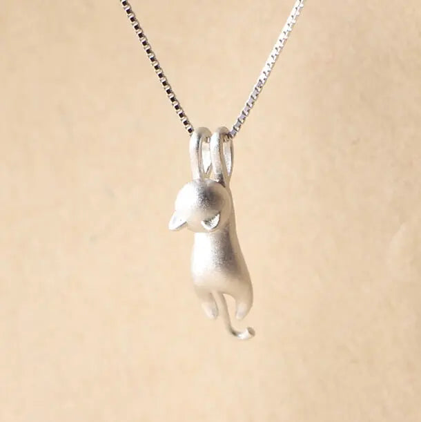 Collier et pendentif de chat de couleur argent Pour toi Mon chat